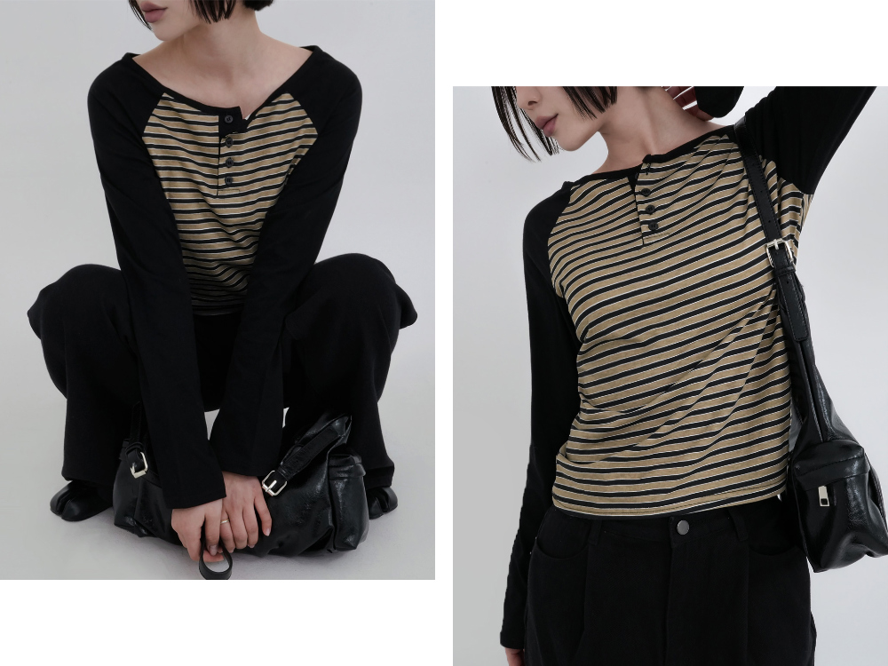 긴팔 티셔츠 모델 착용 이미지-S2L1